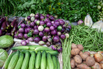 Fresh Produce for sale at a market stall in Luang Prabang, Laos