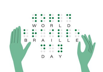 Braille reading. World Braille Day Vector Design