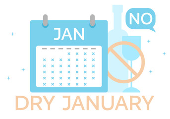 Dry January background banner or poster design template. Dry January Background