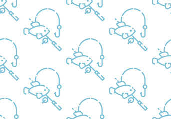 Sea Theme Vector Seamless Pattern about Fishing Activity. Fishing vector pattern