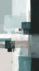 Abstract Geometric Painting in Cool Tones
