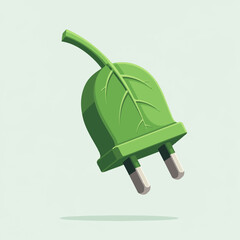 A green electrical plug designed as a leaf, symbolizing eco-friendly power and sustainable energy.
