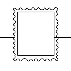 Postage stamp outline single line illustration