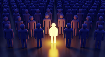 Fototapeta premium Unique individual stands out from the crowd, representing leadership and innovation