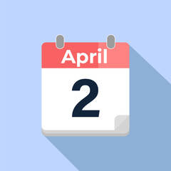April 2 Vector Calendar
Modern flat color vector calendar with date