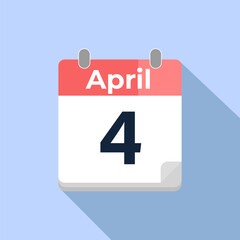 April 4 Vector Calendar
Modern flat color vector calendar with date