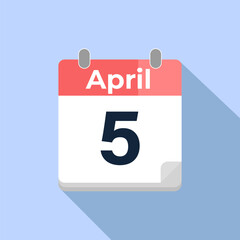 April 5 Vector Calendar
Modern flat color vector calendar with date
