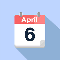 April 6 Vector Calendar
Modern flat color vector calendar with date