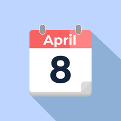 April 8 Vector Calendar
Modern flat color vector calendar with date