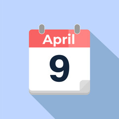 April 9 Vector Calendar
Modern flat color vector calendar with date