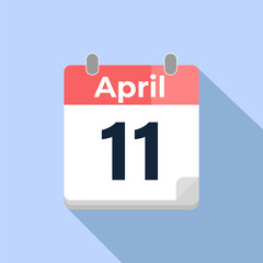 April 11 Vector Calendar
Modern flat color vector calendar with date