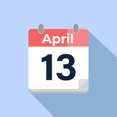 April 13 Vector Calendar
Modern flat color vector calendar with date