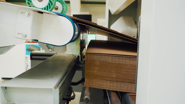 Robotic packing automation cardboard. Hightech automated packaging and inspection system, Sophisticated automated packaging line featuring advanced folding technology and robotic inspection mechanisms