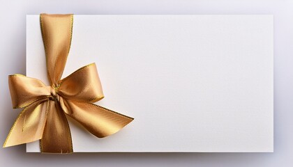 White Banner With Gold Ribbon Bow Luxury Gift Voucher Template