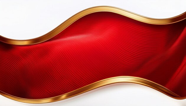 Illustration Of Red Wavy Banner With Golden Border