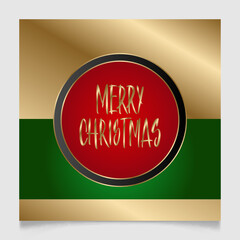 Handwritten Christmas greetings in a round frame, modern festive calligraphy lettering in golden, red and green. Holiday season design