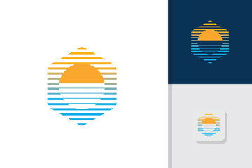 sunset logo design illustration vector template