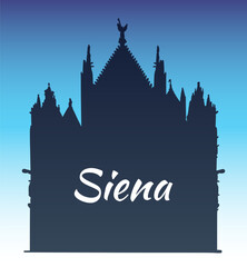 Obraz premium Line art drawing of Duomo di Siena Cathedral, Italy, architecture tourism landmark, travel destination illustration