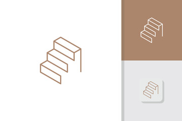 interior stair logo design illustration vector template