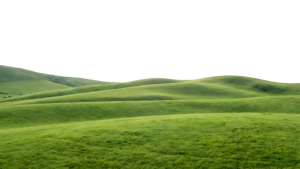 Rolling green hills under a bright sky a serene landscape.