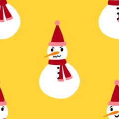 Christmas cartoon ice seamless snowman pattern for wrapping paper and fabrics