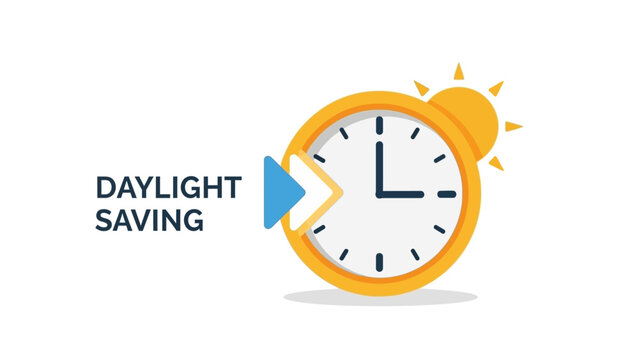 Daylight saving time concept with clock and sun illustration. - Powered by Adobe