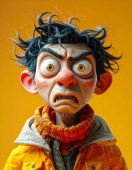 Dramatic view Solid Overhead 3D presented crazy Render Cartoon Caricatures Wallpaper Cold Terrifying movement, expressions