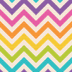 Colorful Chevron Zigzag Geometric Seamless Pattern on White Background. Vector Illustration.