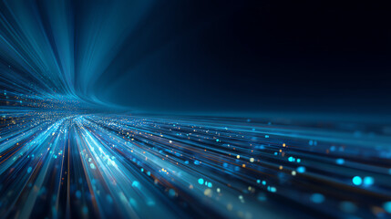 A dynamic blue digital background with streaks of light creating a sense of motion and depth in an abstract design.