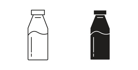 Milk bottle icon concept set. Simple icon collection