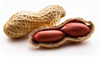 Two Peanuts In Shells With Two Shelled Peanuts