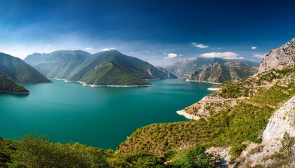 Obraz premium Beautiful Landscape Of Koman Lake In Albania