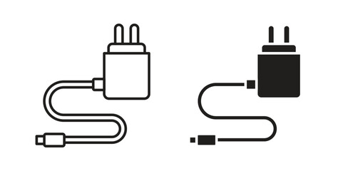 Obraz premium Mobile charger icon concept set. Simple icon collection