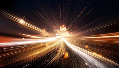 Obraz premium Abstract Christmas Light Trail At Night Motion Blur Of Warm White And Gold Lights Dark Background With Central Glow Modern Holiday Background For Ads
