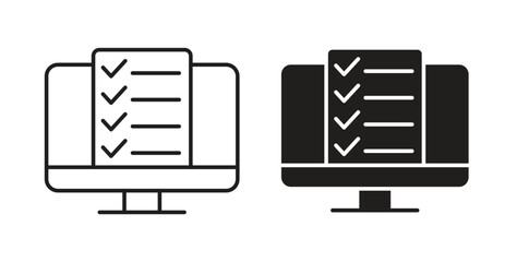 Online exam test icon concept set. Simple icon collection