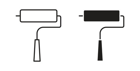 Paint roller icon concept set. Simple icon collection