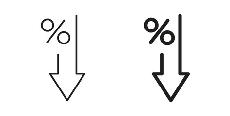 Percent down icon concept set. Simple icon collection