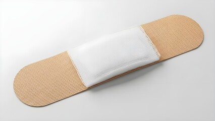 Flesh colored adhesive bandage product shot on clean white surface