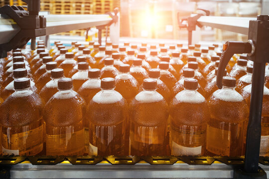 Production line of bottling of beverage into plastic bottles