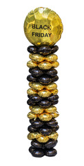 Black Friday golden and black balloons design isolated