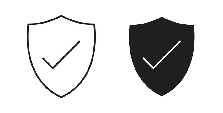 Shield check icon concept set. Simple icon collection