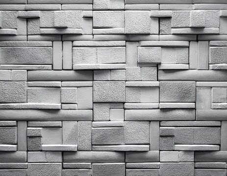 retro white and grey brick backdrop with abstract geometric design traditional stone wall texture for exterior structures