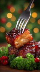 Delicious meat dish with vibrant garnishes.