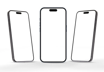 Smart phone mockup with different angle isolated on white background