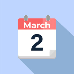 March 2 Vector Calendar
Modern flat color vector calendar with date