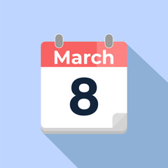 March 8 Vector Calendar
Modern flat color vector calendar with date