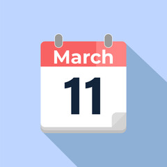 March 11 Vector Calendar
Modern flat color vector calendar with date