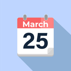 March 25 Vector Calendar
Modern flat color vector calendar with date