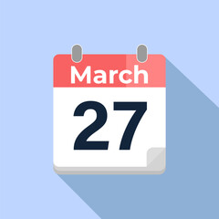 March 27 Vector Calendar
Modern flat color vector calendar with date
