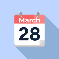 March 28 Vector Calendar
Modern flat color vector calendar with date